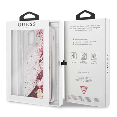 Guess Liquid Glitter Hearts - iPhone 11 Pro Max Case (raspberry)