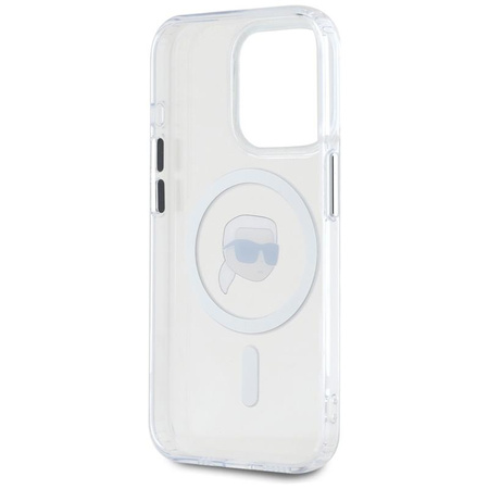 Karl Lagerfeld IML Metall Karl Head MagSafe - Hülle für iPhone 15 Pro Max (weiß)
