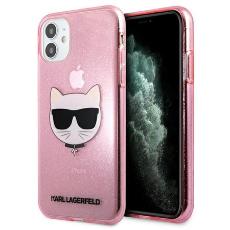 Karl Lagerfeld Choupette Head Glitter - iPhone 11 Case (pink)