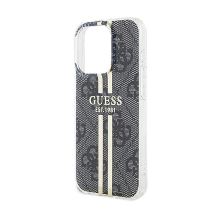Guess IML 4G Gold Stripe - Hülle für iPhone 15 Pro (Schwarz)