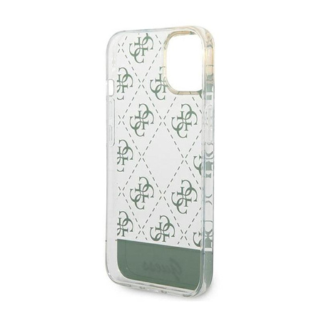 Guess 4G Stripe Script Logo Galvanisiertes Muster - iPhone 14 Plus Tasche (khaki)