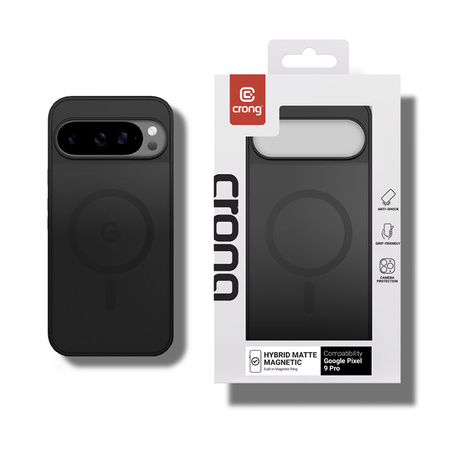Crong Hybrid Matte Magnetic - MagSafe tok Google Pixel 9 Pro készülékhez (fekete)