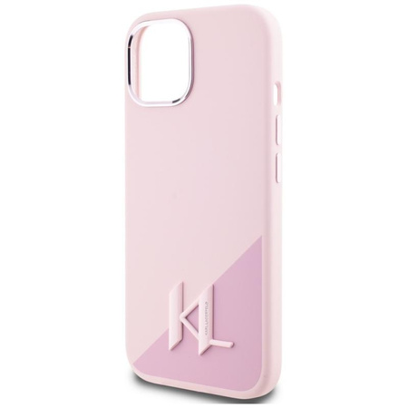 Karl Lagerfeld Silicone Shadow Metal Initial MagSafe - Hülle für iPhone 15 (rosa)