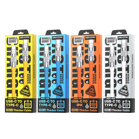 WEKOME WDC-188 Wingle Series - připojovací kabel USB-C k USB-C 100W Fast Charging 1 m (bílý)