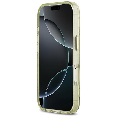 Guess IML Glitter Flowers Triangle MagSafe - Pouzdro iPhone 17 Pro (zelený)