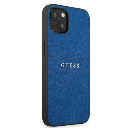 Guess Saffiano Metall-Logo-Streifen - iPhone 13 Tasche (blau)