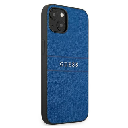 Guess Saffiano Metall-Logo-Streifen - iPhone 13 mini Tasche (blau)