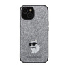 Karl Lagerfeld Fixed Glitter Choupette Logo Metal Pin - iPhone 15 / 14 / 13 Tasche (Silber)