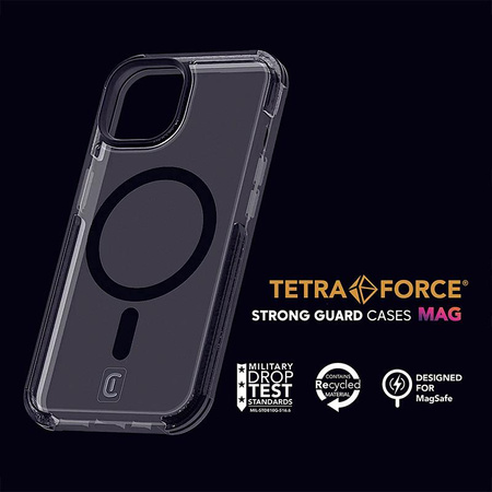 Cellularline Tetra Force Strong Guard Mag - pouzdro iPhone 15 Pro MagSafe s povrchovou úpravou MICROBAN (čiré)