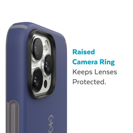 Speck CandyShell Pro - Coque pour iPhone 14 Pro Max avec revêtement MICROBAN (Bleu prussien / Gris nuage)