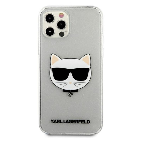 Karl Lagerfeld Choupette Head Glitter - Etui iPhone 12 / iPhone 12 Pro (srebrny)