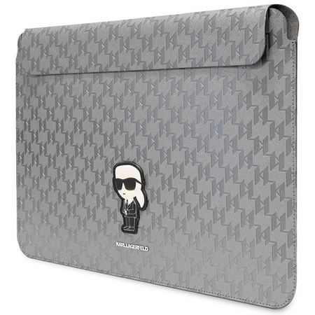 Karl Lagerfeld NFT Saffiano Monogram Iconic Karl Sleeve - pouzdro na 14" notebook (stříbrné)