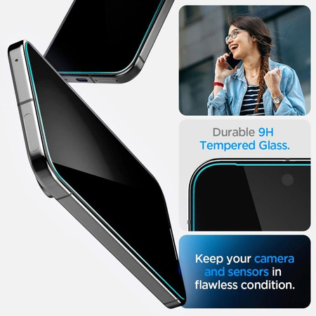 Spigen GLAS.TR EZ FIT Privacy 2-Pack - Tvrzené sklo s filtrem soukromí pro Google Pixel 9 / 9 Pro 2 ks