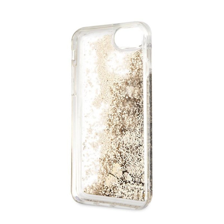 Guess Liquid Glitter Hearts - iPhone SE 2020 / 8 / 7 tok (arany/piros)