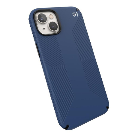 Speck Presidio2 Grip - Coque antidérapante pour iPhone 14 Plus (Bleu côtier / Noir / Blanc)