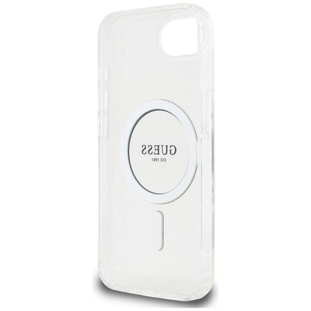 Guess IML Glitter Circle MagSafe - Hülle für iPhone 16e (Transparent)