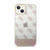 Guess 4G Stripe Script Logo Electroplated Pattern - Coque pour iPhone 14 (rose)