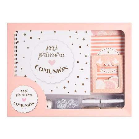 Paquet cadeau de communion rose