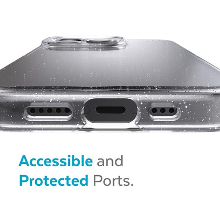 Speck Presidio Perfect-Clear s třpytkami - pouzdro pro iPhone 13 Pro Max / iPhone 12 Pro Max s povrchovou úpravou MICROBAN (čiré/platinové s třpytkami)