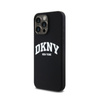 DKNY Liquid Silicone White Printed Logo MagSafe - pouzdro pro iPhone 15 Pro Max (černé)