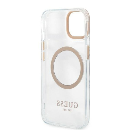 Guess Metal Outline Magsafe - Coque iPhone 13 (Transparent / Or)