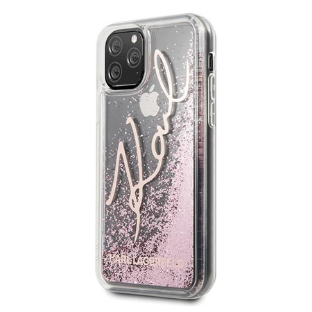 Karl Lagerfeld Signature Glitter Case - Coque iPhone 11 Pro (Rose Gold)