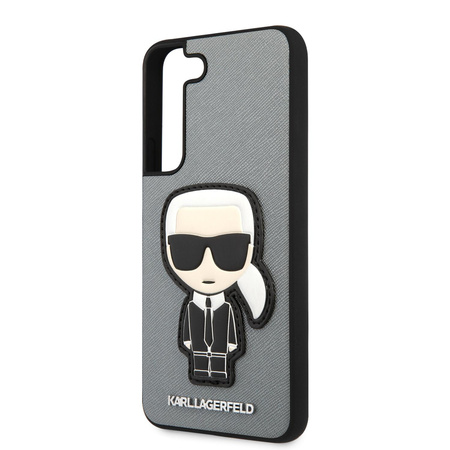 Karl Lagerfeld Saffiano Ikonik Patch - Etui Samsung Galaxy S22 (srebrny)