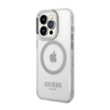 Guess Metal Outline MagSafe - iPhone 14 Pro Tasche (Transparent / Silber)