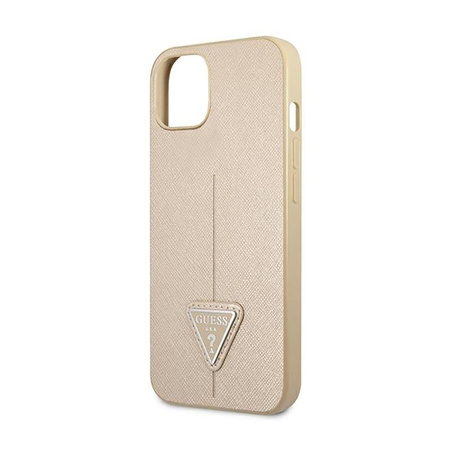 Guess Saffiano Triangle Logo Case - pouzdro pro iPhone 13 mini (béžové)