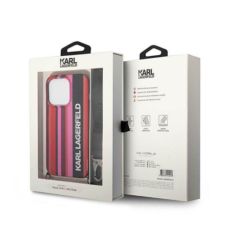 Karl Lagerfeld Color Stripes Strap - pouzdro pro iPhone 14 Pro (růžové)