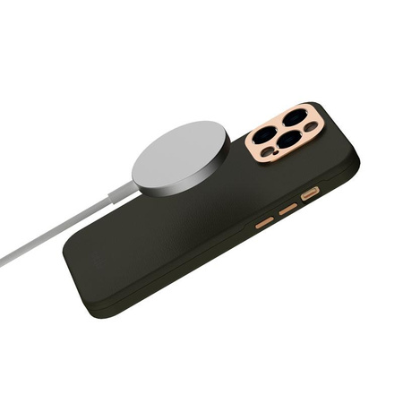 Moshi Napa Slim MagSafe - Étui en cuir pour iPhone 14 Pro Max (Juniper Green)