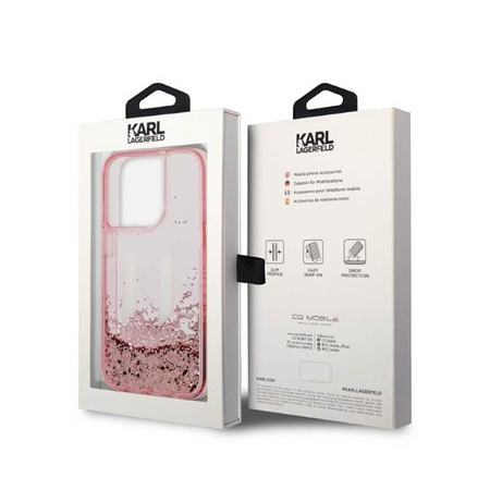 Karl Lagerfeld Liquid Glitter Big Logo tok - iPhone 14 Pro Max tok (rózsaszín)