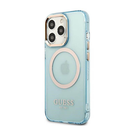 Guess Gold Outline Translucent MagSafe - iPhone 13 Pro Case (blue)