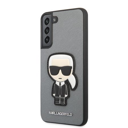 Karl Lagerfeld Saffiano Ikonik Patch - Etui Samsung Galaxy S22+ (srebrny)