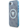 Guess IML Metal Glitter 4G Circle Triangle MagSafe - étui pour iPhone 16e (bleu)