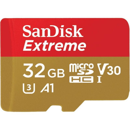 SanDisk Extreme microSDHC - 32 GB-os memóriakártya A1 V30 UHS-I U3 100/60 MB/s adapterrel