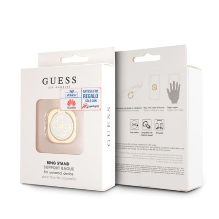 Guess Metal Ring Stand 4G - Support magnétique pour téléphone avec fonction stand (or/blanc)