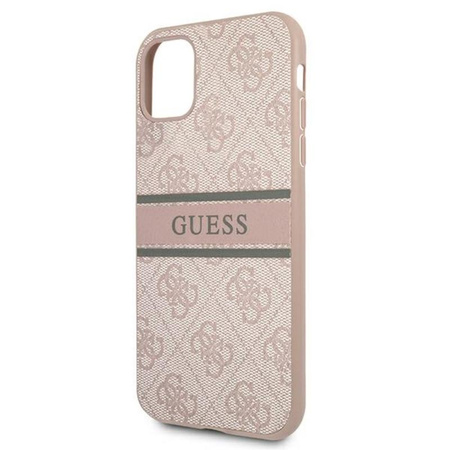 Guess 4G Printed Stripe - Coque pour iPhone 11 (rose)