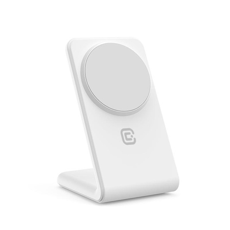 Crong MagSpot állvány - 2 az 1-ben vezeték nélküli töltő MagSafe-fel iPhone-hoz és AirPods-hoz (fehér)