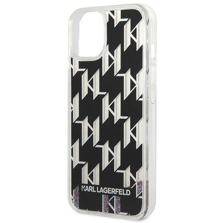 Karl Lagerfeld Monogram Liquid Glitter - Hülle für iPhone 14 Plus (Schwarz)