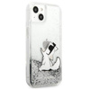 Karl Lagerfeld Liquid Glitter Choupette Fun - iPhone 13 mini Hülle (silber)