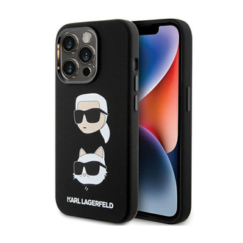Karl Lagerfeld Silikon Karl & Choupette Heads - iPhone 15 Pro Tasche (schwarz)