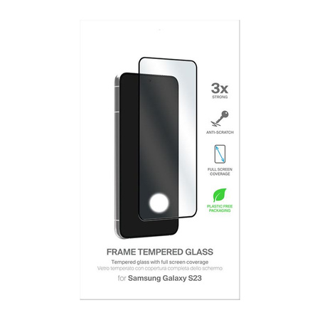 PURO Frame Tempered Glass - Gehärtetes Displayschutzglas für Samsung Galaxy S23 (schwarzer Rahmen)