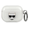 Karl Lagerfeld Choupette Head Glitter - pouzdro na Airpods Pro (stříbrné)