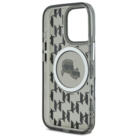 Karl Lagerfeld IML Monogram Karl & Choupette Head MagSafe - Hülle für iPhone 16 Pro (schwarz)