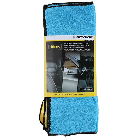 Dunlop - Universal-Mikrofasertücher für Autos 35x40 cm 10 Stück.