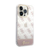 Guess 4G Stripe Script Logo Galvanisiertes Muster - iPhone 14 Pro Max Tasche (rosa)