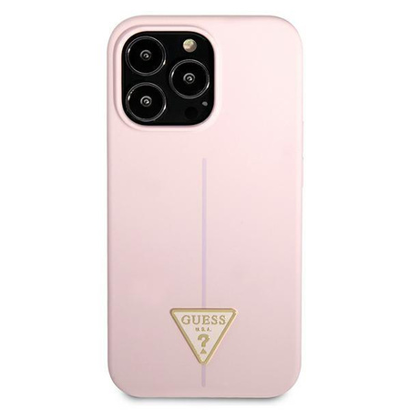 Silikonové pouzdro Guess s trojúhelníkovým logem - iPhone 13 Pro Max (lila)