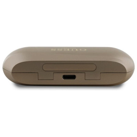 Guess Elongated Metallic Printed Logo - Bluetooth TWS Sluchátka + Nabíjecí Pouzdro (Zlatá)