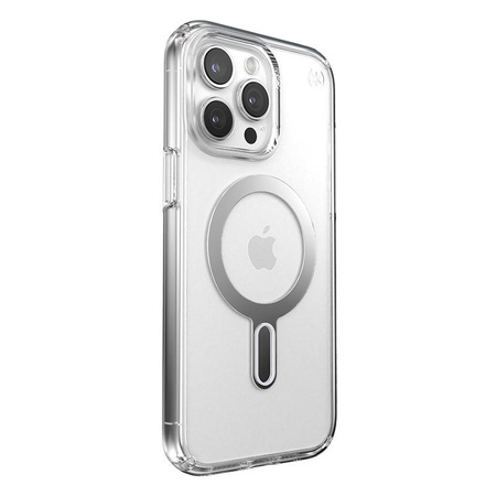 Speck Presidio Perfect-Clear ClickLock & Magsafe - iPhone 15 Pro Max Case (Clear / Chrome Finish / Serene Silver)